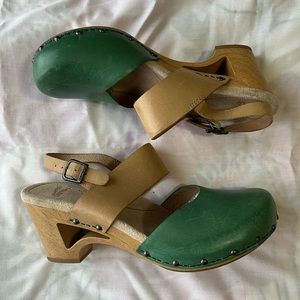 Leather Heeled Clogs Dansko